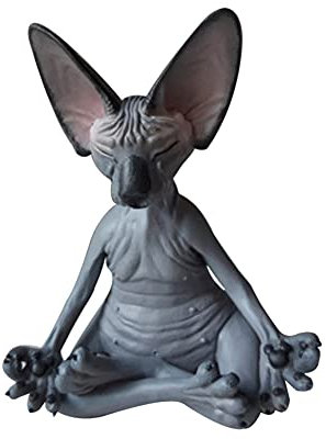 Meditation Katzenstatue,Sphynx Katze Meditieren,Meditierende Denkende Katze,Katze Buddha Meditation Katzenstatue,Katze meditieren Statue Dekoration für Indoor Outdoor Haus Wohnzimmer Garten 8*4cm