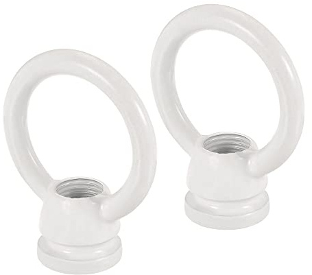 MECCANIXITY Eye Nut 15kg Max Load 36x43mm M10 Thread Ring Shape Female Loop for Hanging Lamp Chandelier, White Pack of 2