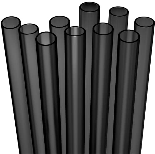 Fiesta First 10 cannucce extra larghe, riutilizzabili, in plastica dura, colore nero, con robusta spazzola per la pulizia, per boba, tè a bolle, frullati grandi, lavabili in lavastoviglie, senza BPA