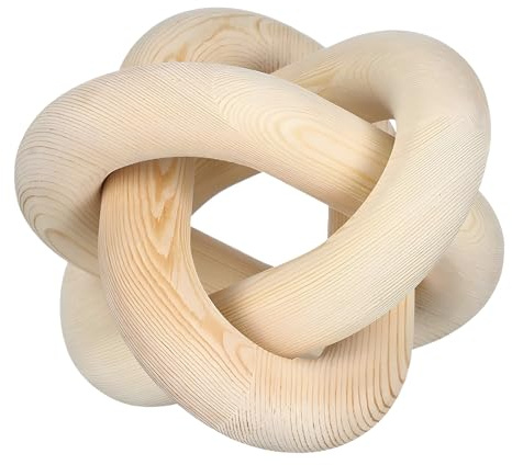 F Fityle Bohemian Holz Knoten Dekor, Bauernhaus Tischplatte Ornament, Kettenglied Dekoration für Abgestuftes Tablett Regal Büro, Beige