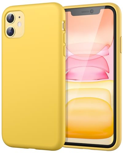 JETech Silikon Hülle für iPhone 11, Gelb | Seidig Weiches Gefühl, Stoßschutz, Kratzfest, Mikrofaser-Innenfutter