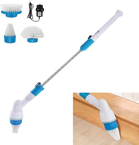 Elektrische Reinigungsbürste, Spin Scrubber 320RPM mit 3 Verstellbaren Ersatzbürstenköpfen Reinigungsbürste Elektrische mit Verstellbarem Grif für Badewanne, Fliesen, Boden, Auto