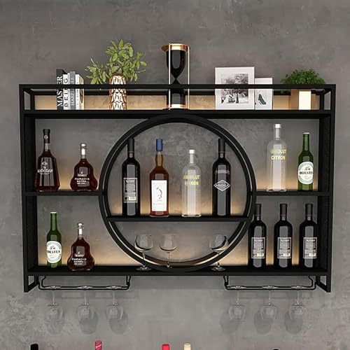 Hotgreenpepper Porte-Bouteilles Muraux, Casier À Vin pour Bar, Etagere À Vin Mural, Étagères Polyvalentes en Métal, Étagère À Vin Suspendu, Etagere Murale Cuisine, Porte-Verre À Pied pour La