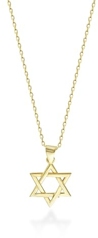 MUUR Star of David Necklace Gold - Meaningful Jewish Gift & Bat Mitzvah Jewelry | Israelite Pendant (Gold, 16 Inches)