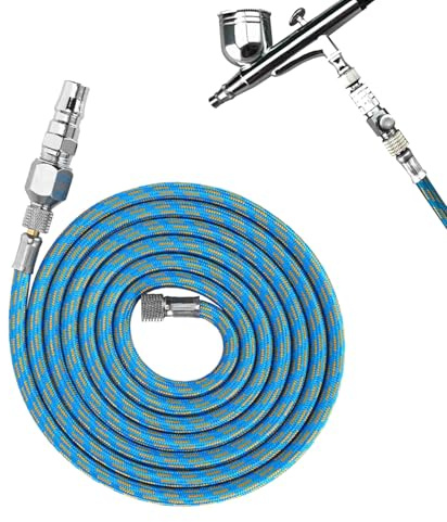Airbrush-slangadapter Nylonflätad Airbrush-slang Utmärkt Flexibilitet och Hållbarhet med 1/8-1/4in Adapterkoppling för Sprutpistol och Luftkompressor, Längd 6,0 ​​fot