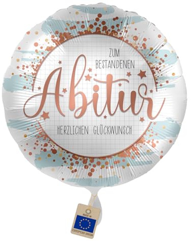 Folienballon Abitur – „Zum bestandenen Abitur Herzlichen Glückwunsch“ Ballon als Geschenk für Abiturienten & Absolventen, Deko für Abiball & Abschluss, Helium geeignet, Made in EU