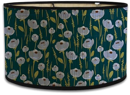 FANSU Lampenschirm fuir Tischlampe, Blumenmuster Lampenschirm Hängelampe Lampenabdeckung für Stehlampe Deckenleuchte Wohnzimmer Moderner Deko (graue Blume)