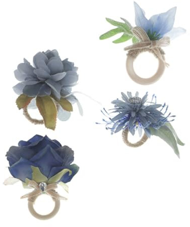 Garneck 12 Stück Künstliche Blumen Serviettenschnalle Serviettenhalter Serviettenclip Simulationsblume Serviettenringe Serviettenverschlüsse Geschirr Verzierungen Blumen
