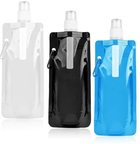 3 Stück 500ml Faltbare Trinkflasche,Tragbarer Faltbare Wasserflaschen | Trinkflaschen Faltbar,Flexibl Zusammenklappbare Wassersack,Wiederverwendbare BPA-Freie,Trinkflasche zum Joggen Laufen