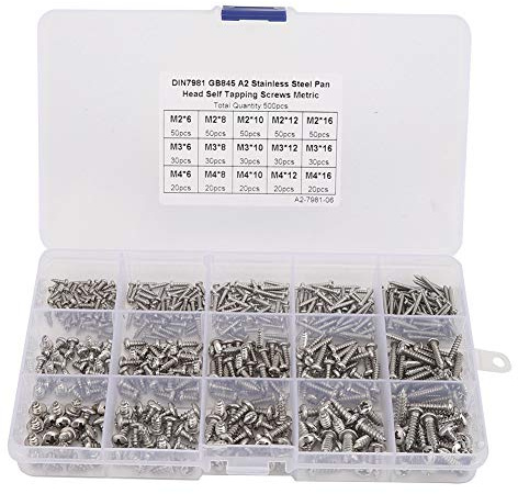 500 Stück Selbstschneidende Schrauben Set M2 M3 M4 Kreuzschlitz Holzschrauben Set Blechschrauben Rundkopfschrauben Linsenkopfschrauben für Kunststoff Holz Metal