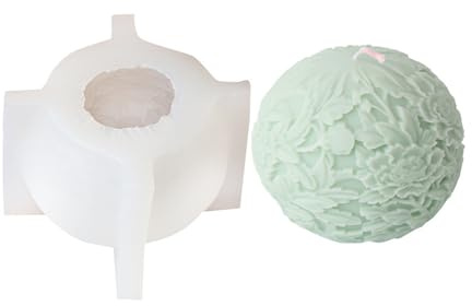 Xidmold 3D Blume Kugel Kerzenform Silikon, Silikonform Kugel Groß, Silikonform für Sojawachs Kerzen, Seife, Gips, Epoxidharz, Beton, Handwerk (B)