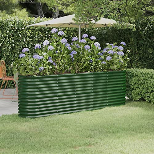 Xichuzi Hochbeet Pulverbeschichteter Stahl 224x40x68 cm Grün, Palettenrahmen, Hochteich, Gemüsebeet, Kräuterregal Balkon, Blumenbeet, Kräuterspirale, Tomatenbeet, Pflanzhochbeet - 318898