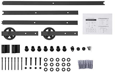 Kit Ferramenta per Porta della Stalla 8FT Pista per Porta Scorrevole della Stalla Pista per Porta Scorrevole della Stalla Kit di Binari per Binari a Rulli Hardware Set Armadio