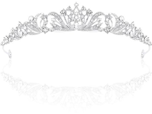 Lilbitty 1 Stück Silberne Strasskrone für Damen, Prinzessin Tiara Diadem, Elegante Krone für Hochzeit, Geburtstag, Quinceañera, Party und Halloween Haaraccessoires (silver)