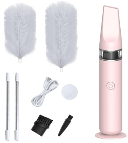 Spin Duster – Plumeau rotatif à 360° réglable | Brosse électrique motorisée collecteur de poussière avec batterie de 1200 mA | Accessoires de maison et de nettoyage pour un retrait efficace de la
