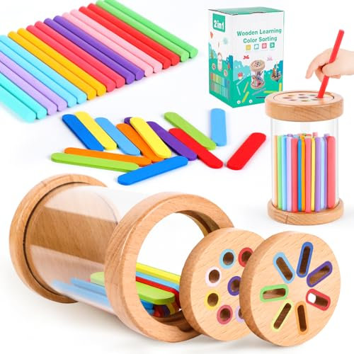 SUNtoys Wooden Montessori Spielzeug ab 1 2 3 Jahr, Holzspielzeug Motorikspielzeug ab 12 Jahr Kinderspielzeug ab 1-3 Jahre Baby Spielzeug Geschenk Mädchen Jungen 1 2 3 Jahre Lernspiele Spielzeug