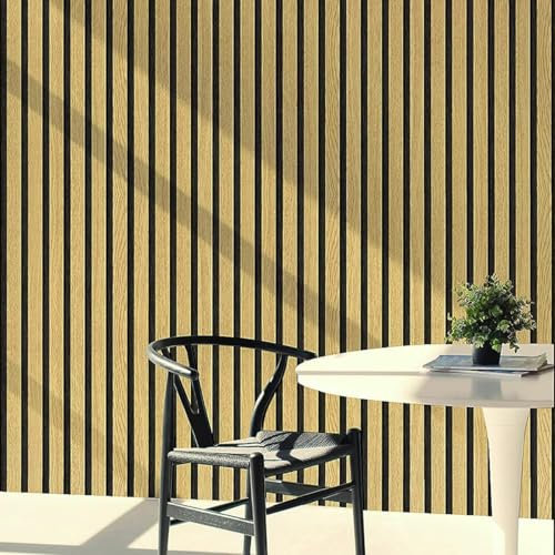 CHZIMADE Panel Wallpaper Wood Effect Wallpaper 45CMx10M Self-Adhesive Stripe Grain Natural Wooden Slats Wall Stickers 3D Wood Effect for Walls Ceiling