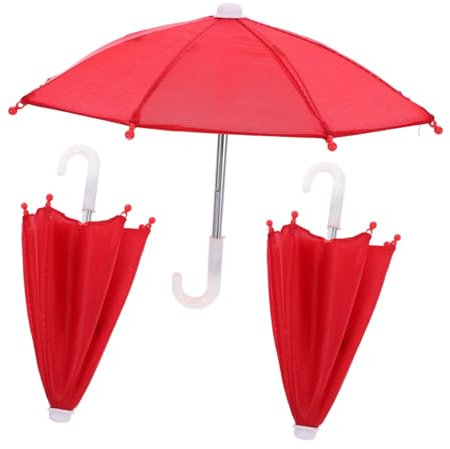 TOBBOMEY Kleiner Regenschirm Puppenschirm 3 Stück Aus Edelstahl Und Polyester Faltbar 45cm Miniaturspielzeug Für Puppenhaus Und Dekoration