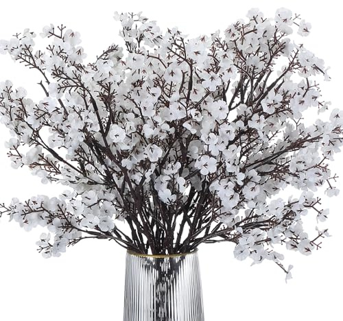 PATIKIL 9pcs Fiori Artificiali Fiori Finti Europei Bouquet Bianco Chiaro | Finto Fiorito, per Decorazione Casa Giardino Cucina Matrimonio Feste