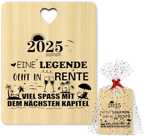 Cdithy Graviertes Bambus Schneidebrett für Ruhestand Geschenk, Renteneintritt Geschenk für Frauen und Männer, 2025 Rentner Geschenk, Rente Geschenk, Pension Geschenk, Abschiedsgeschenk Kollegen Rente
