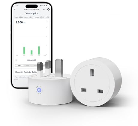 ECOBAY Matter Smart Plug 2 Pack, 16A/3680W Smart Socket, WiFi Outlet with Energy Monitoring via Tuya App, Timer & Voice Control, Works with Alexa, Google Home, Apple HomeKit