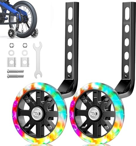 Fahrrad Stützräder Kinderfahrrad, 2 Stücke Universal Stützräder，Einstellbare Hilfsräder, Sicherheitsstützräder, für 12 14 16 18 20 Zoll Single Speed Bike,schwarzer