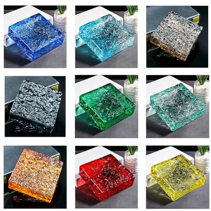 Briques de cristal rectangulaires, Lot de 9 blocs de verre cristal transparent 3,9 x 3,9 x 1,9 pouces, isolation thermique et phonique, for décoration de bureau et de maison