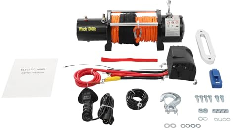Cabrestante eléctrico 12 V, 10000 LBS cabrestante de motor, cuerda de nailon, cabrestante eléctrico para ATV, UTV, SUV, pickup, vehículo todoterreno