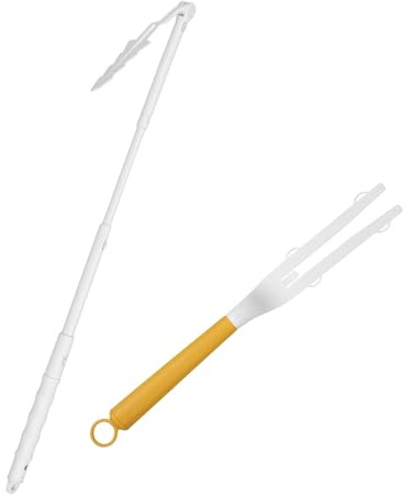2 Pezzi Manico di Ricambio per Ricarica Spolverino Swiffer, Manico Esteso Telescopico Regolabile, Manico di Ricarica Spolverino per Casa Pulizia (Bianco e Giallo)