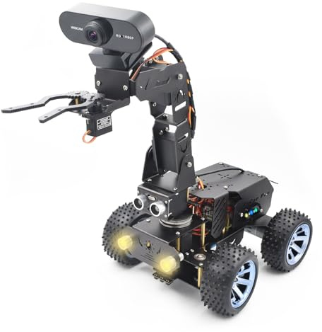 Adeept PiCar Pro V2 Kit de robótica (Raspberry Pi no incluido), coche inteligente con brazo robótico de 4 DOF para Pi 5/4/3, cámara HD 1080P, OpenCV, prevención de obstáculos, seguimiento de línea