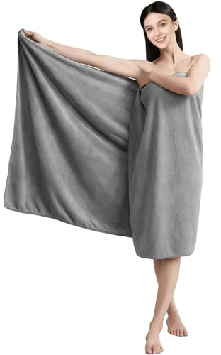 Behogan 100 x 200 cm grande asciugamano da bagno : asciugamano da sauna delicato sulla pelle, asciugamano grande, 100% cotone, asciugamano grande, per bagno e benessere, grigio