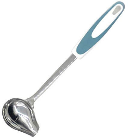 CRDARAAV Mint Sauce Long Soup Ladle with Spout Stainless Steel Kitchen Serving Salad Dressing Gravy Spoon blue