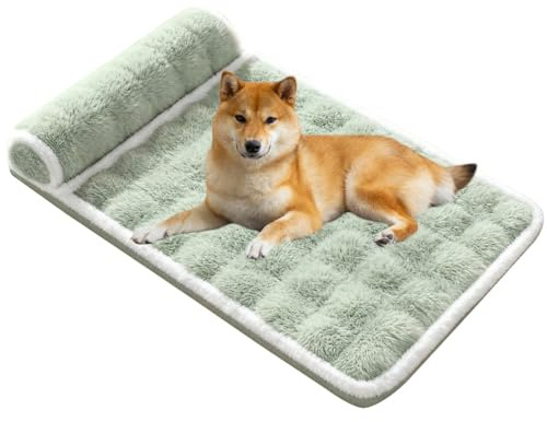 PJDDP Cama Ortopédica para Perros, Colchoneta para Jaula con Funda Extraíble Y Lavable, Cama De Felpa para Perros con Espuma Tipo Huevera Y Base Antideslizante,Verde,M