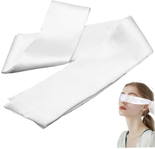 Augenbinden zum Spielen für Erwachsene/Paare für Erwachsene/Partyspiele, 4, 92 Fuß Satin-Augenmaske, Polyester-Satin-Schlafmaske, romantische weiße Augenbinde zum Valentinstag, Verdunkelungs-Augenbi