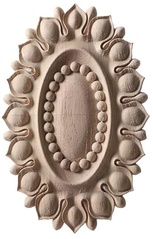 Schnitzerei aus Naturholz, Applikationen, Holzfiguren, Kunsthandwerk, Ecke, unbemalter runder Rahmen, Wand- und Türmöbel, Holzschnitzerei, dekorativ