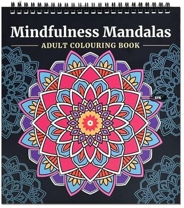 QEEYON Mandala-Malbuch Spiral 25 x 23 cm Anti-Stress Erwachsene Jugendliche