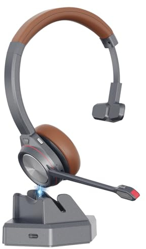 Beebang Wireless Headset, Mono Bluetooth Headset mit Mikrofon & USB Dongle für PC, 30 Stunden Sprechzeit Kopfhörer Kabellos für Mac Computer Skype Teasms Zoom Laptop Büro Callcenter Telefon