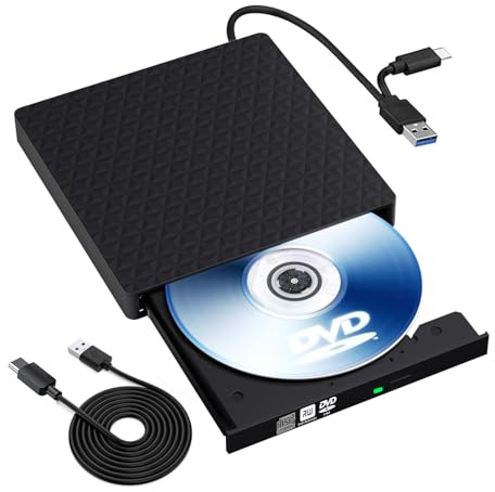 Lefunpets Lecteur CD DVD Externe Graveur Enregistreur USB 3.0 et Type-C pour Ordinateur Portable PC Mac OS Windows 10/8/7/XP/Linux