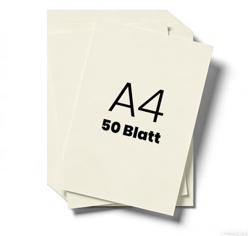 ALULU 50 Blatt A4 Tonpapier 250 g/m² naturweiß | dicker Bastelkarton, ideal für Scrapbooking, Karten, Einladungen & Malen