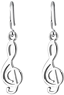Elli örhängen damörhängen notnyckel musik klippt i 925 sterlingsilver, Gummi, Utan