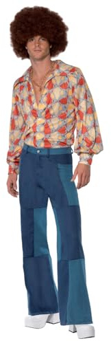 Smiffys Costume rétro années 70, chemise et pantalon patchwork jean's Halloween