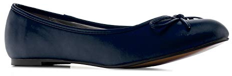 Andrés Machado – Clásicas Bailarinas de Mujer con Mini Tacón y Lazo Decorativo - TG104 - Flats para Mujer - Zapatos Muy Cómodos – Simil Cuero Azul Marino, Talla EU 42