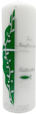 Konfirmationskerze K-95g in vers. Farben inkl. Namen und Datum - auch zur Kommunion