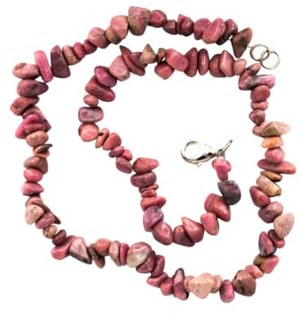 Taddart Minerals - Rosa schwarze Splitter Halskette aus dem natürlichen Edelstein Rhodonit mit 45 cm Länge - handgefertigt