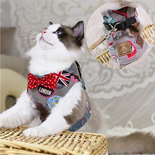 Ausbruchsicher Katzengeschirr Mit Leine Für Das Gehen Puppy Jacke, Justierbarer Katze Weste Geschirre Mit Laufe Dämpfung Weich Und Bequem Für Welpen Geeignet Kaninchen,F,L