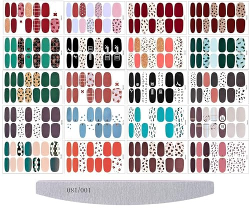 Kalolary 20 Blatt Full Nail Wraps Selbstklebende Leoparden Muster Nail Art Aufkleber Nagellack Aufkleber Bunte Nagelabziehbilder Mit Nagelfeile Für Frauen Und Mädchen DIY Nail Art