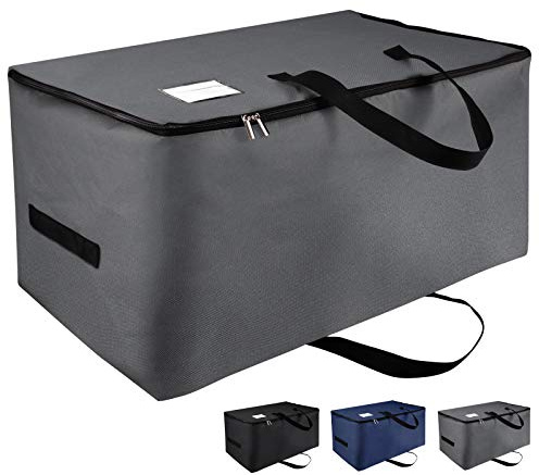 IHOMAGIC 100L Ultra Große Unterbettkommode, Unterbett Aufbewahrungstasche mit Reißverschluss und Griffe, Faltbare Organisator für Bettdecken, Kissen, Kleidung 70x42x35cm (Dunkelgrau)