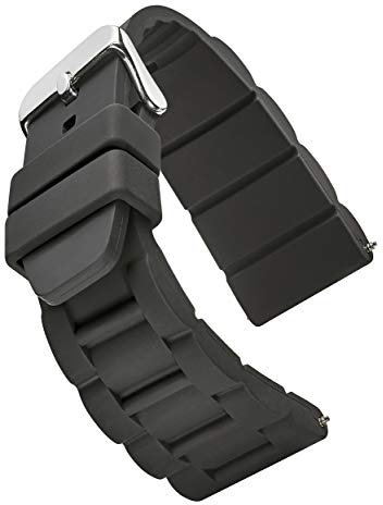 STUNNING SELECTION Sporty Thick Padded Silicone Waterproof Watch Band - Rubber Watch Strap for Big Watches -Black - 26 mm
