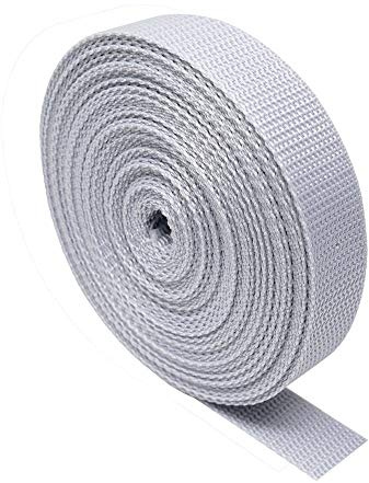 The Pearl Shop Kraftig bandband för vävband – 5 meter – ryggsäck/ryggsäckar, bagage/lastrem, bälten, Ljusgrå, 20mm