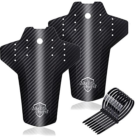 Bymivofun 2 pezzi Parafango Per Bicicletta Da Montagna, Parafanghi Anteriori e Posteriori Universali per Mountain Bike, Con 8 Fascette per Cavi, Modello in Fibra di Carbonio,Paraspruzzi MTB da Discesa